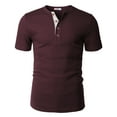 thumbnail image 2 of H2H Mens Casual Slim Fit Short Sleeve Henley T Shirts of Waffle Cotton BURGUNDY US XL/Asia 2XL (CMTTS240), 2 of 6