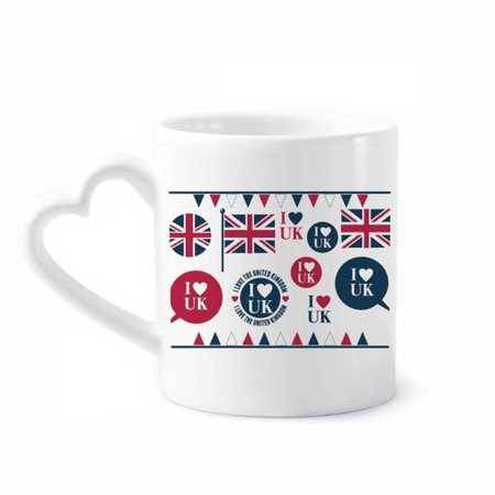 

Union Jack I Love UK Heart-shaped Country Mug Coffee Cerac Drinkware Glass Heart Cup