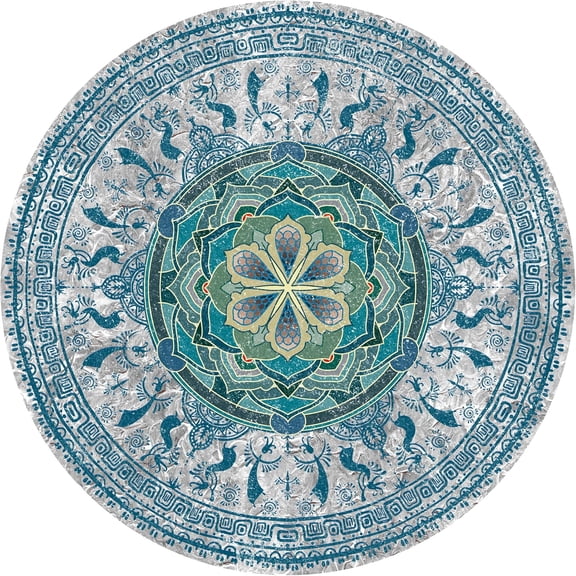 Large Round Yoga Mat 4.6'X3.5mm for Exercise  Extra Thick,  Comfortable, Non Slip, Meditation Mat