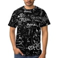 thumbnail image 5 of LAOLIUSN Men's Black White Graffiti T-Shirt, Abstract Streetwear Graphic Tee, Short Sleeve All Over Print Shirt, S-4XL, 5 of 7