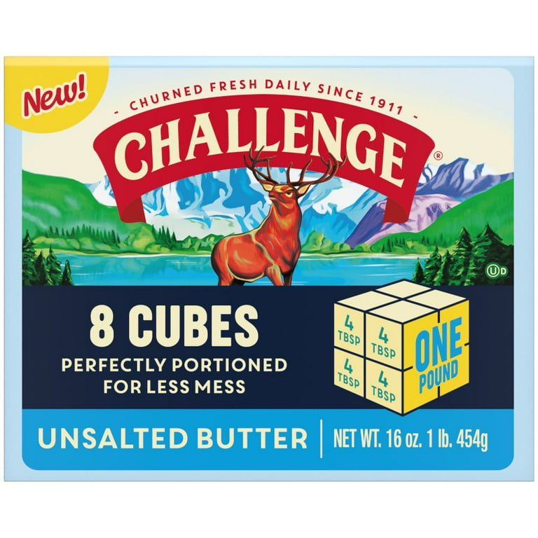 Challenge Unsalted Butter Cubes, 16 oz, Individually Wrapped for