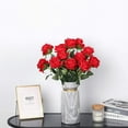 thumbnail image 2 of Morttic 12pcs Artificial Flowers Realistic Silk Rose Flower Bouquet Long Stems Faux Flowers Home Wedding Party Decor(Red), 2 of 7