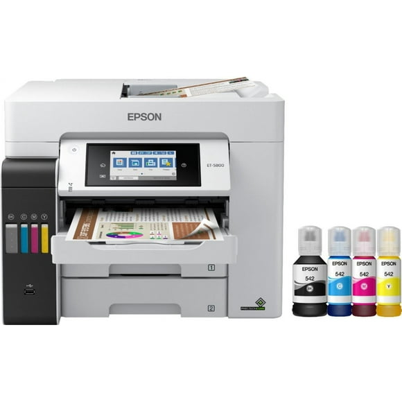 Impresora de inyección de tinta inalámbrica todo en uno Epson EcoTank Pro ET-5800 Blanca