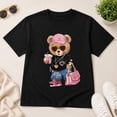 thumbnail image 3 of Women's Bear Graphic T-Shirt, Casual Short Sleeve Crew Neck Tee, 3 of 9