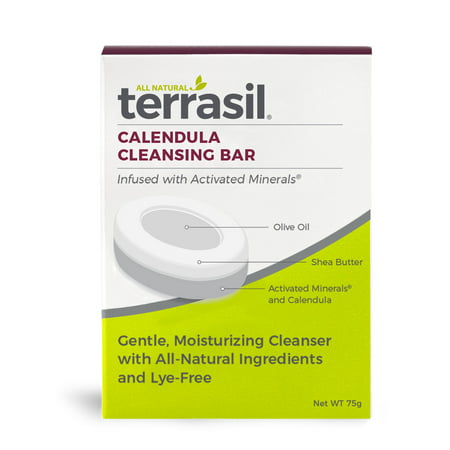 Terrasil® Calendula Cleansing Bar Soap with All-Natural Activated Minerals® for Moisturizing, Wound Healing and Antibacterial Cleaning of Skin (75gm Calendula Soap