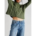 thumbnail image 4 of Women'S Oversized Fall Sweaters Casual Long Sleeve Crewneck Chunky Cable Knit Pullover Tops Winter Clothes Green L, 4 of 9
