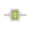 thumbnail image 2 of 1.86ct emerald cut green natural peridot 14k rose gold halo Bridal Wedding Engagement Promise Anniversary Ring for Women size 6.75, 2 of 7