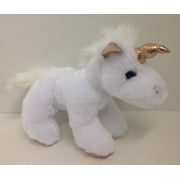 The Petting Zoo White Unicorn with Light Brown Metallic Horn Soft Plush Stuffed Animal - 8"