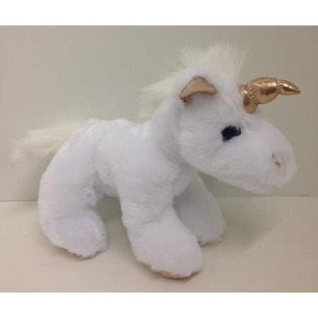 The Petting Zoo White Unicorn with Light Brown Metallic Horn Soft Plush Stuffed Animal - 8"