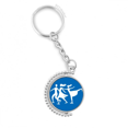thumbnail image 1 of Esqui invierno deporte azul silueta patron Giratorio, llavero anillo llavero, 1 of 3