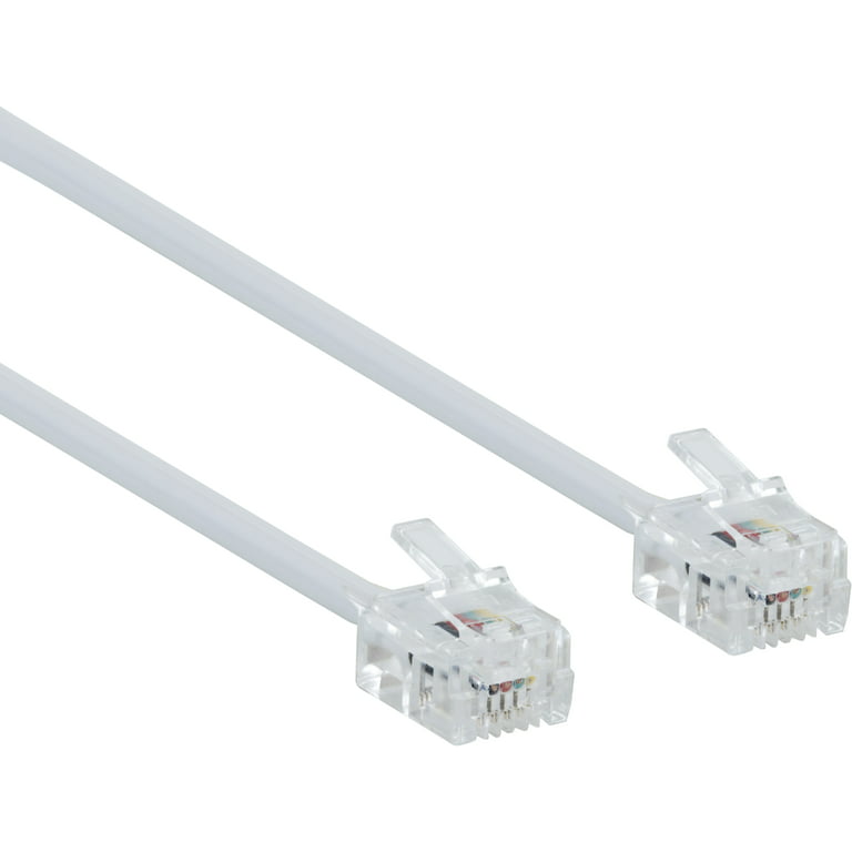 RCA 25ft White RJ14 Telephone Cable - Connects Phone or Modem to Phone  Outlet in the Phone Cable department at