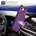 thumbnail image 4 of Allytechgroup Rugged Case for iPhone 16e Support Magnetic Car Mount, Premium PU Leather Flip Card Cash Holder Pocket Shockproof Anti-Fall Back Case for iPhone 16e, Purple, 4 of 5