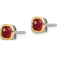 thumbnail image 2 of 14K/Silver Two-Tone Sterling Silver With 14K Accent Created Ruby Square Stud Earrings (6.5 X 6.5) Made In Thailand qtc1730, 2 of 5
