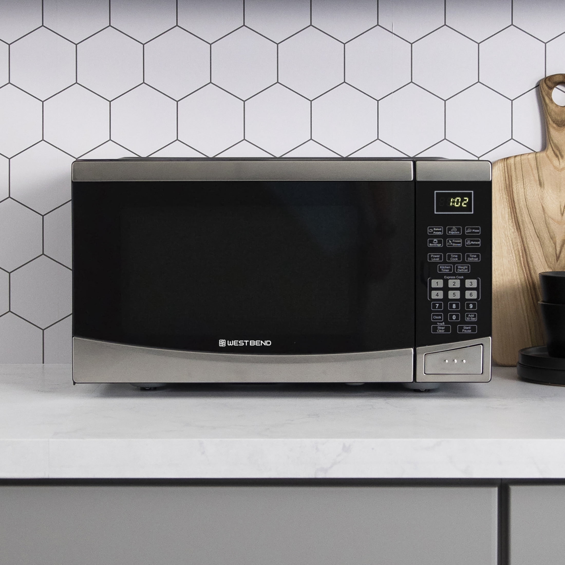 West Bend 0.9 cu. ft. Microwave Oven, in Stainless Steel (WBMW92S)
