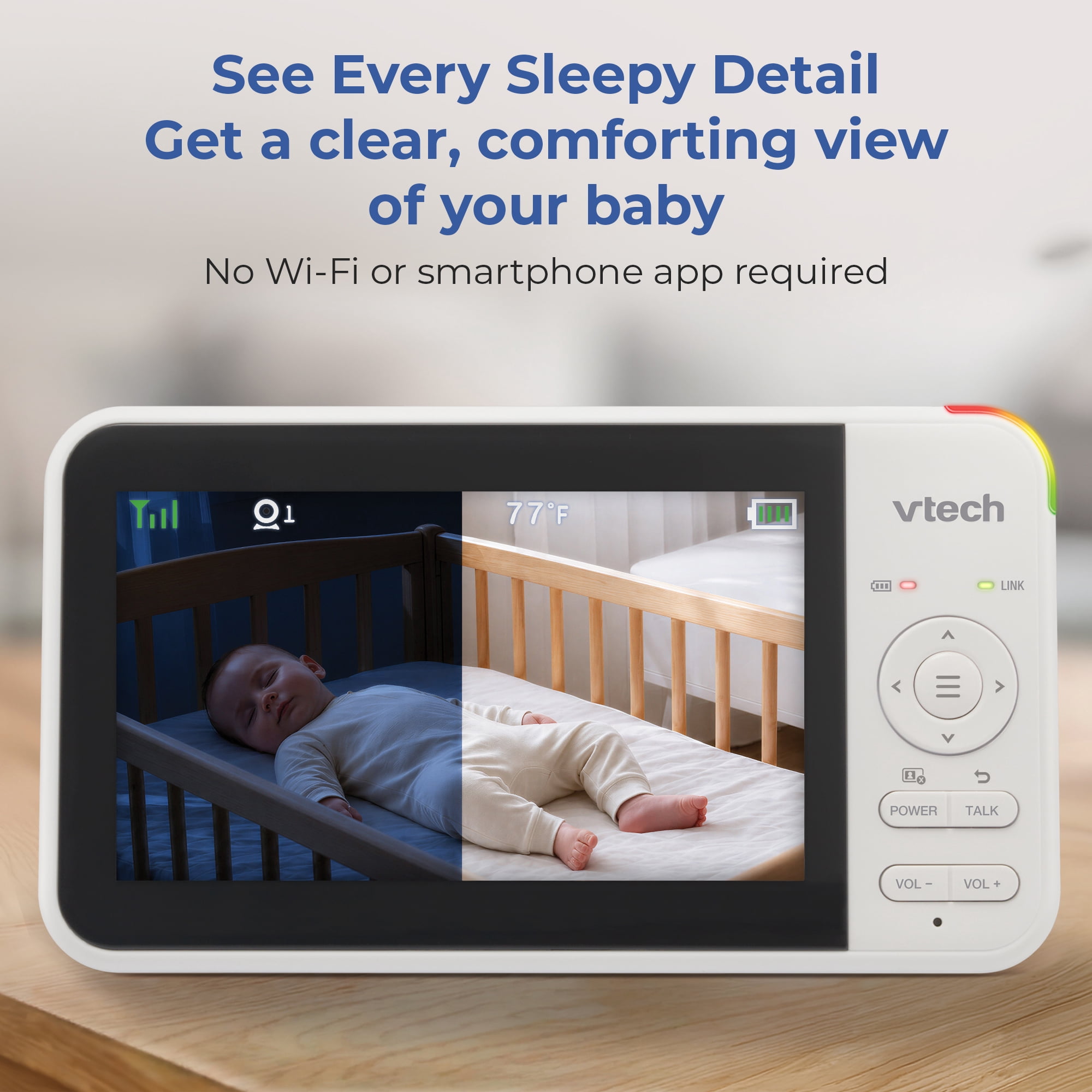 VTech VM5256 Fixed Video Monitor with High-Resolution 5-inch LCD Screen