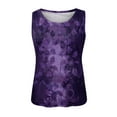 thumbnail image 4 of Prolriy - Camisetas de verano para mujer 2024, camisetas sin mangas estampadas, informales, holgadas, con cuello redondo, color morado, talla S, 4 of 4