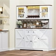 thumbnail image 3 of HAUXITIO 55"W Farmhouse Kitchen Pantry with Charging Station & Wine Rack,68" Tall Buffet Cabinet with Large Countertop for Dining Room,White, 3 of 10