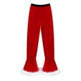 thumbnail image 6 of iEFiEL Women Christmas Faux Fur Adorned Flared Pants Elastic Waistband Bell Bottoms, 6 of 6