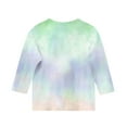 thumbnail image 4 of miqiqism Girls Tops Casual Tie Dye Tee Shirt 3/4 Sleeves Tshirts Kids Fashion Loose Round Neck Soft Blouse Trendy Tunic Outfits Spring Going Out Clothing,01_Multicolor,Size 11 Years, 4 of 4