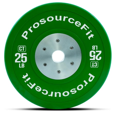 Rubber Lighting - ProsourceFit Competition Color Training Bumper Plates (Sold Individually), Rubber with Steel Insert, 25-55 lb, Calibrated for CrossFit, Power Lifting, Weight Training