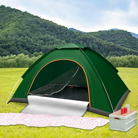 CheAAlet Beach Tent Sun Shade Shelter with Fiberglass Rods 2-3 Person Beach Shade with Carry Bag and Stakes Portable Green Beach Tent for Outdoor Activities