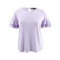 thumbnail image 1 of INC Blusa con mangas con volantes para mujer, Púrpura, Mediana I-N-C Pull-over, 1 of 1