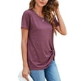 thumbnail image 5 of YouLoveIt Women's T Shirts Twist Knot Tops Cold Shoulder Tops Short Sleeve Twist Knot Front Tunic T Shirt Loose Blouses Tunic T Shirt for Women, 5 of 8