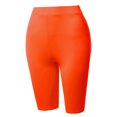 thumbnail image 2 of A2Y Women's Basic Yoga Polyester Mid Thigh High Rise Biker Bermuda Shorts Neon Orange L, 2 of 5