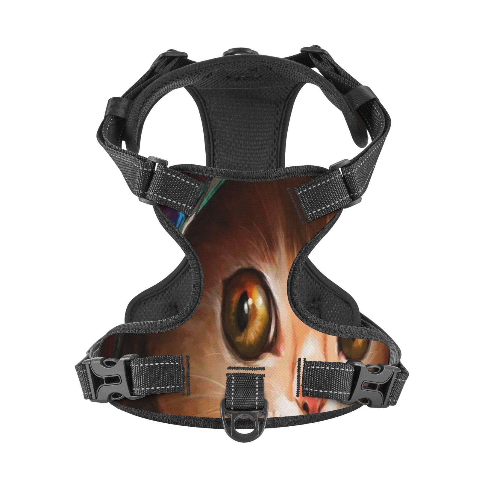 Picia Animal Cat No-Pull Dog Harness Reflective Front Clip Vest with Handle,Step-in Air Dog Harness,Adjustable 2 Metal Rings 4 Buckles,Easy to Put on & Take Off Large