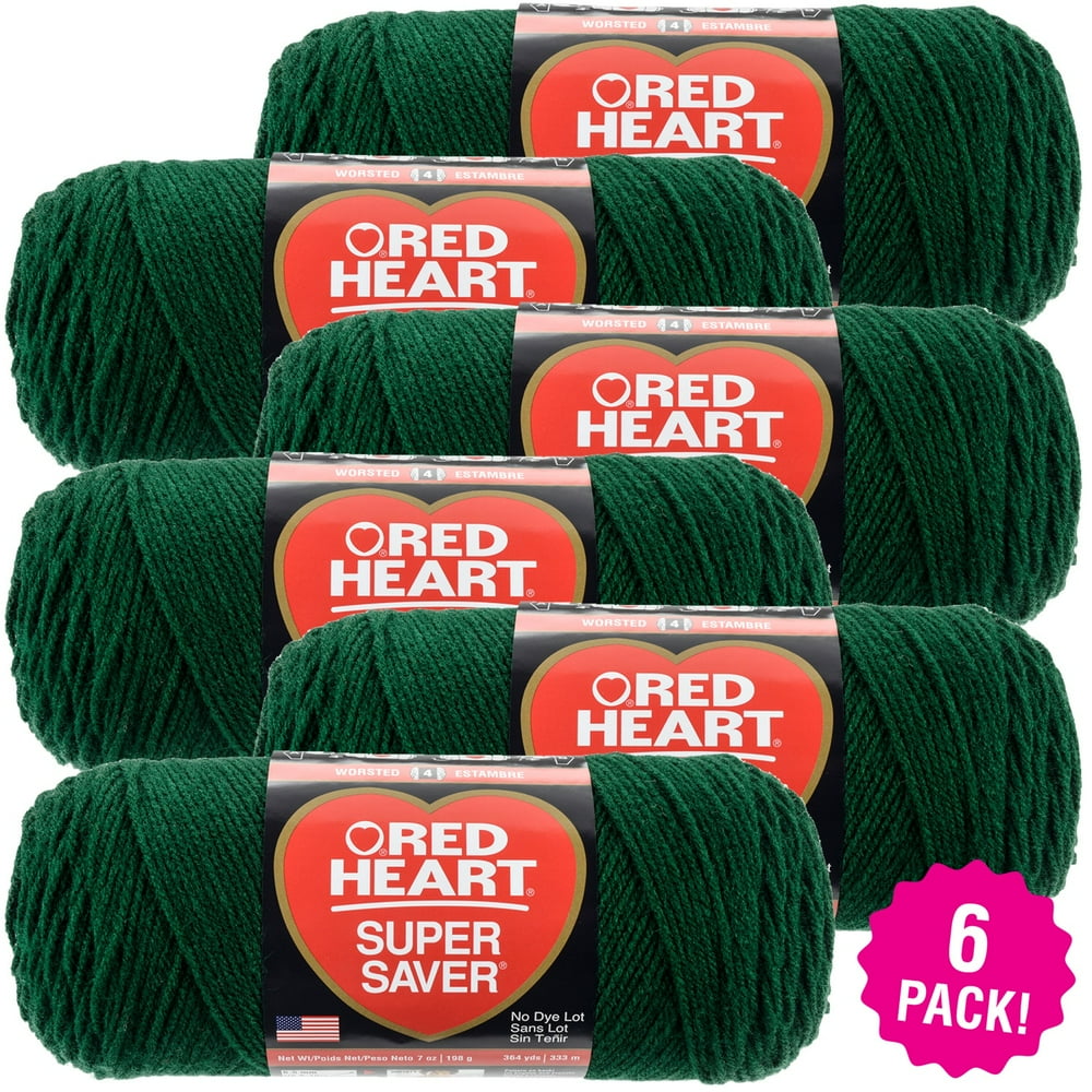 Red Heart Super Saver Yarn Hunter Green, Multipack of 6