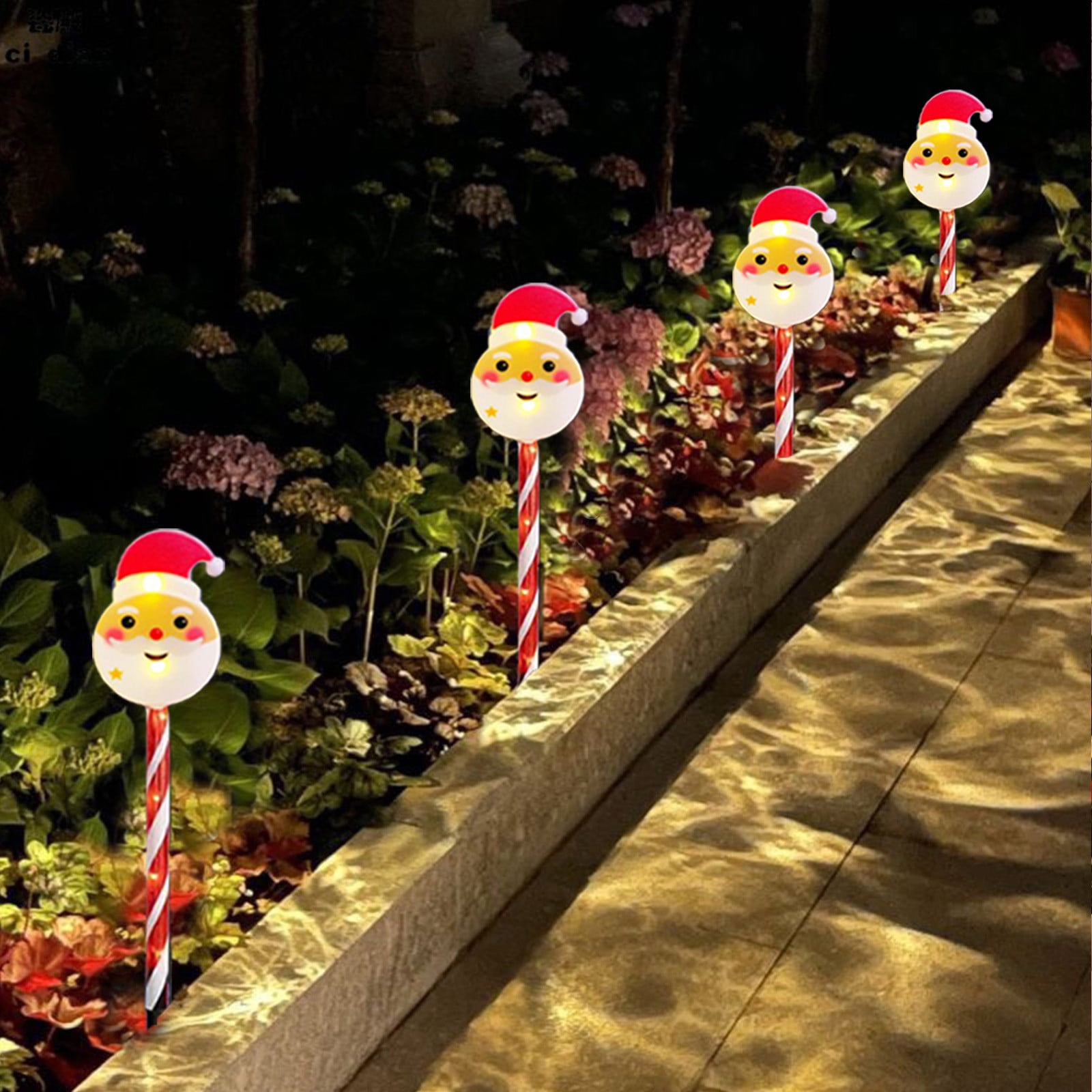 Solar Christmas Garden Stake Lights, Outdoor Waterproof Solar Santa Claus Garden Stake Christmas Pathway Lights for Christmas Decorations Garden Lawn Pathway Patio