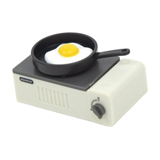 1:12 Dollhouse Mini utensilios de cocina Accesorios de casa de muñecas Modelo de sartén Modelo de juego Vida escena de la cocina Micro paisajismo huevo frito