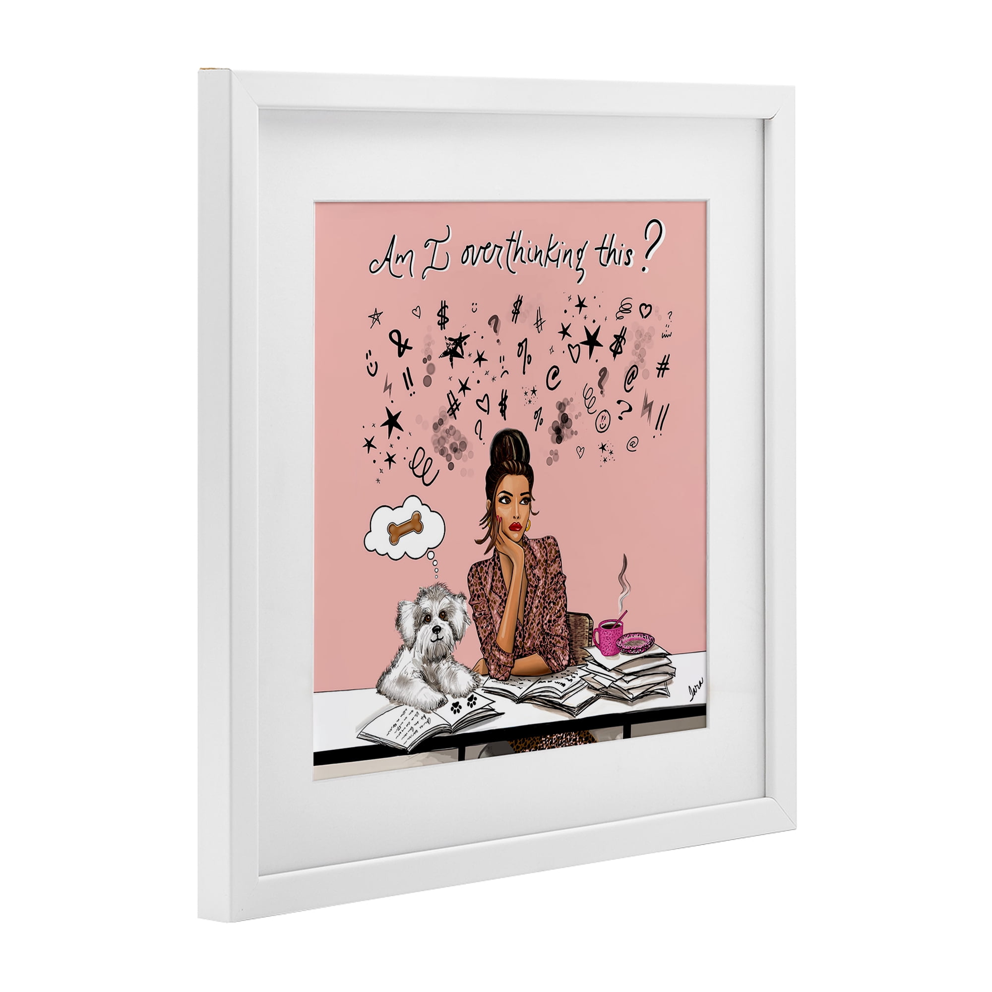 Stupell Industries Overthinking Reflection with Puppy White Framed Print Under Glass, design by Tara Boone
