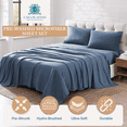 thumbnail image 3 of Casa Platino Queen Size Bed Sheets Set - Washed Ultra-Soft Microfiber Queen Bed Sheets - Extra Soft - 4 Piece Set - Bedding Sheets & Pillowcases, Queen-Estate Blue, 3 of 9