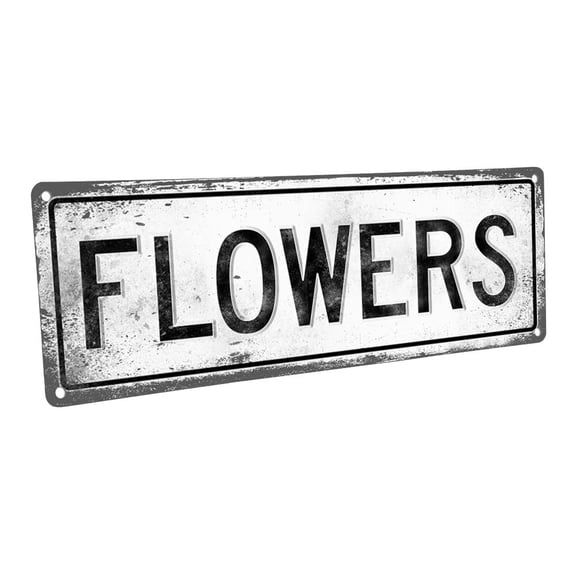 Flowers 4"x12" Metal Sign, Wall Décor for Kitchen and Dining