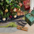 thumbnail image 3 of Train Railway Christmas Tree Skirt 36 Inches, Countryside Cabin Trees Farmhouse Rustic Xmas Trees Skirt Mat Cover Decorations for Holiday Party Indoor Outdoor, 3 of 9