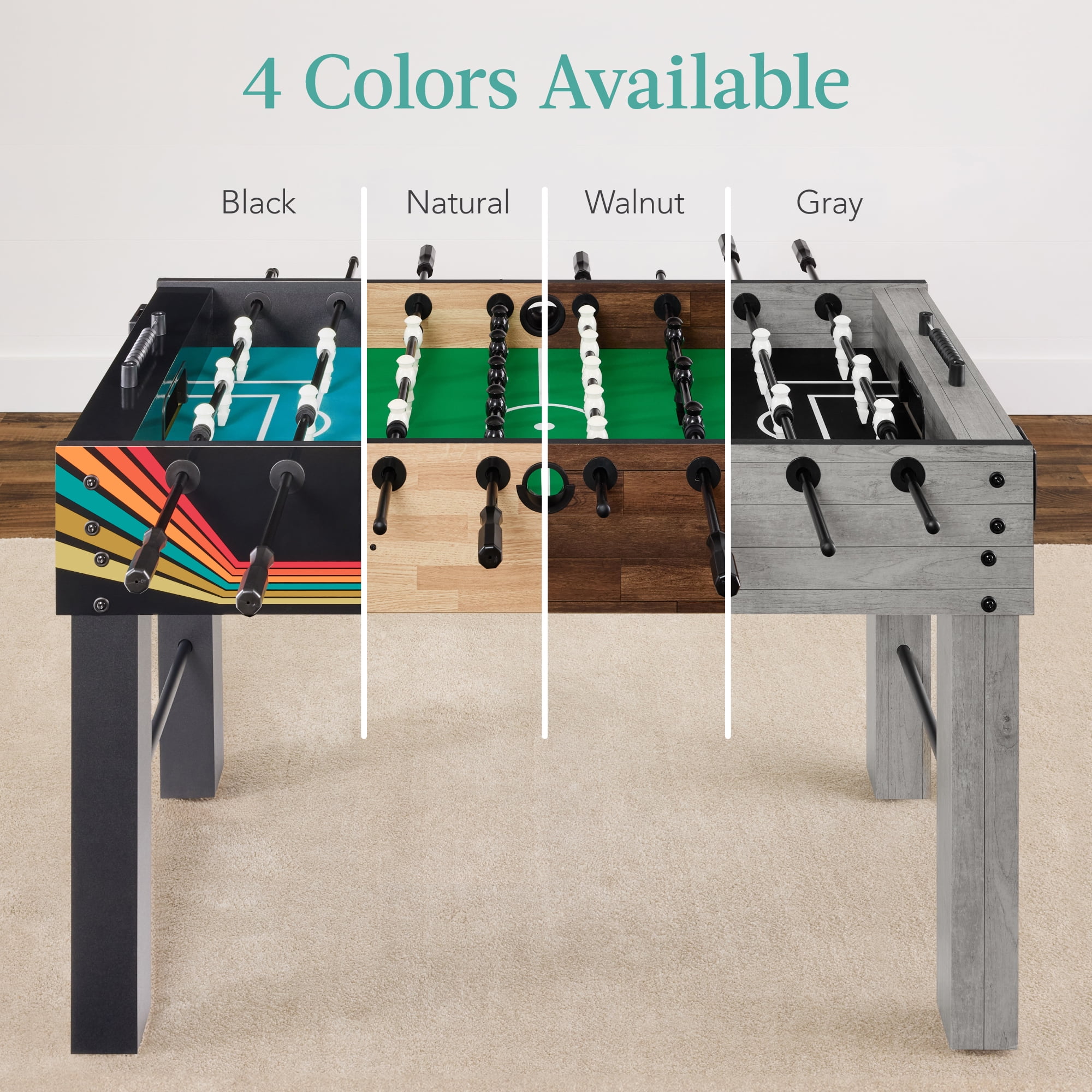 Best Choice Products Large 54in Full-Size Foosball Table for Home, Game Room w/ 2 Balls, 2 Cup Holders - Walnut