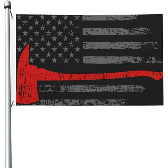 Durable Firefighter Axe Thin Red Line Flag Flags For Outside 3x5 Ft Double-Sided Flag Banner Outdoor Yard Decoration 3by5 Flags