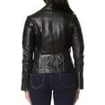 thumbnail image 2 of HOT Women's Genuine Black Lambskin Real Leather Jacket Stylish Collared Biker Coat W668, 2 of 3
