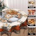 thumbnail image 4 of Boho Orange Round Tablecloth 60 Inch Antique Ethnic Decorative Wrinkle Heat Resistant Table Cloth for Home Kitchen Dining Table Outdoor, 4 of 8