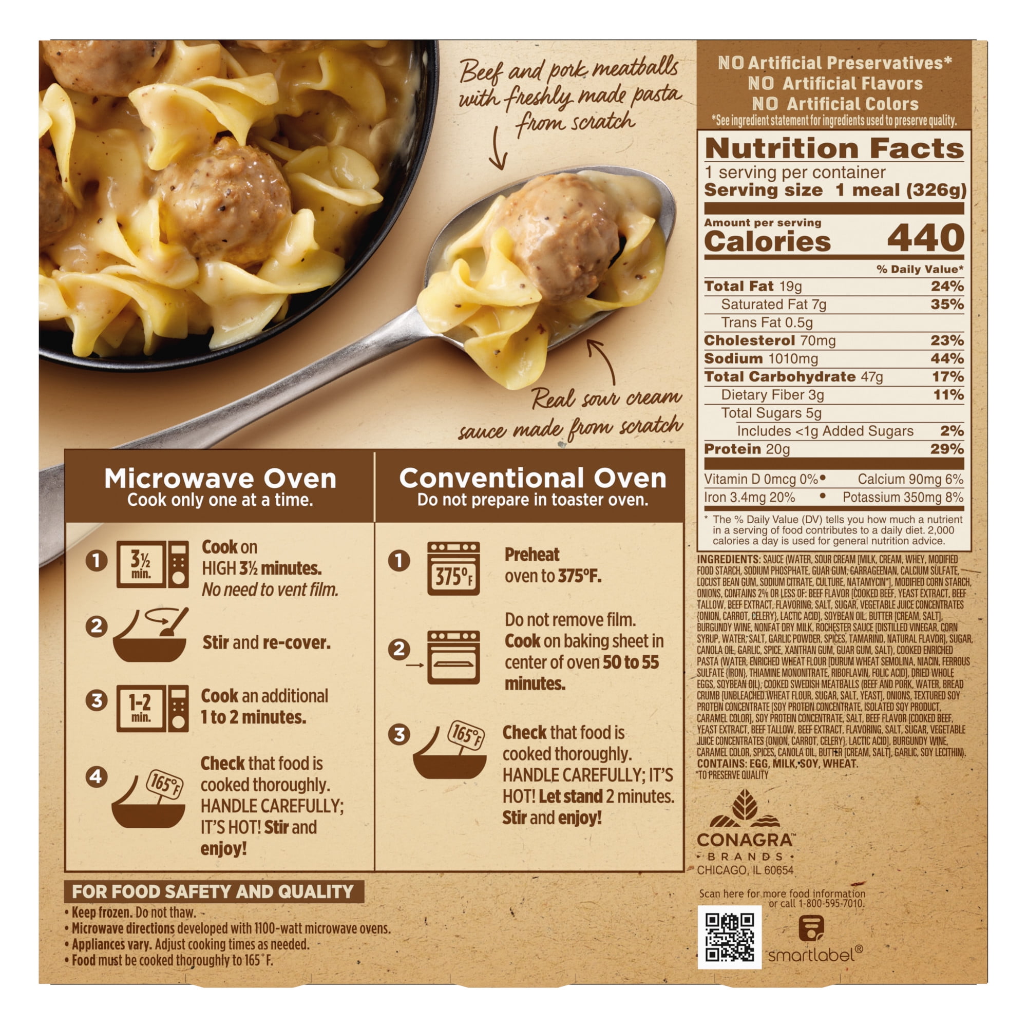 Marie Callender's Savory Swedish Meatballs, Frozen Meal, 11.5 oz. Bowl