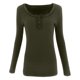 thumbnail image 5 of Puntoco Blusa holgada de manga larga con cuello en V y botones de color casual para mujer Puntoco Puntoco-2904, 5 of 6