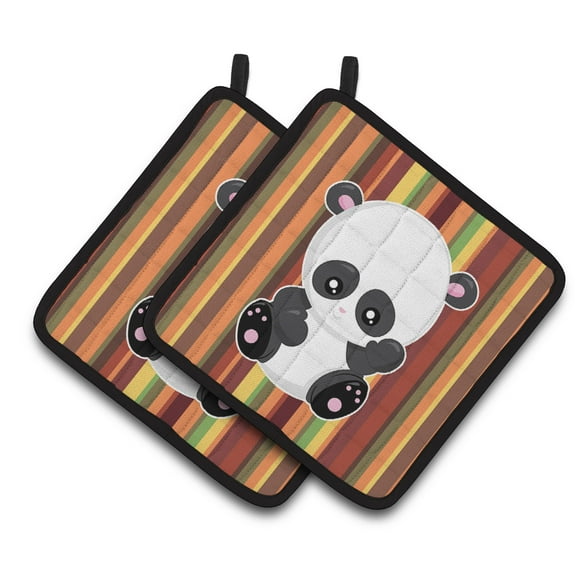 Striped Panda Pair of Pot Holders