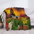 thumbnail image 3 of Uemuo Fall Village Scenery Printed Throw Blanket for Couch, Fluffy Fuzzy Blankets for Bed, Sofa, Cozy Flannel Faux Fur Blanket-60"x50", 3 of 6