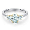 thumbnail image 3 of Gem Stone King 925 Silver and 10K Yellow Gold Sky Blue Aquamarine Engagement Ring for Women | 1.09 Cttw | Oval 7X5MM | Gemstone March Birthstone | Size 8, 3 of 6