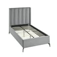 thumbnail image 4 of Montrell Upholstered Velvet Full Size Wingback Platform Bed, Light Grey, 4 of 7