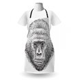 thumbnail image 3 of Gorilla Apron, Pattern of a Close up Wild Animal Portrait in Monochrome Style Fine Art, Unisex Kitchen Bib with Adjustable Neck for Cooking Gardening, Adult Size, Charcoal Grey White, by Ambesonne, 3 of 4