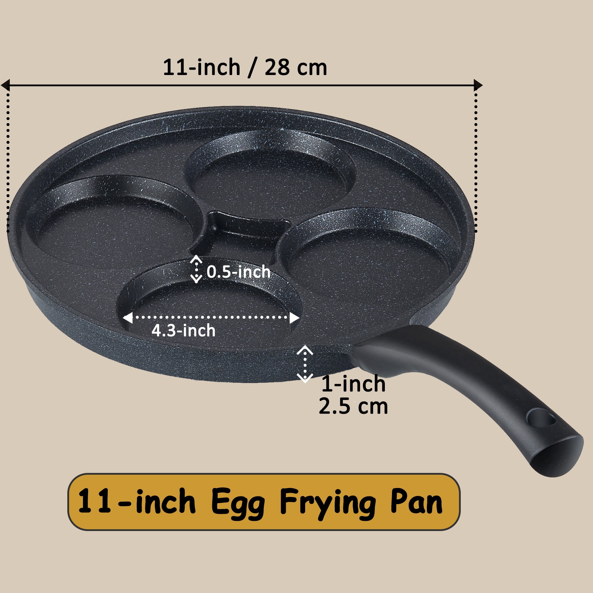 MIHUNTER 4 Egg Frying Pan,Pancake Omelette Pan,Cooker Pans 4-Cups Non-stick  Cookware Aluminium Alloy Fried Divided Egg Cooker, Burger Pan for