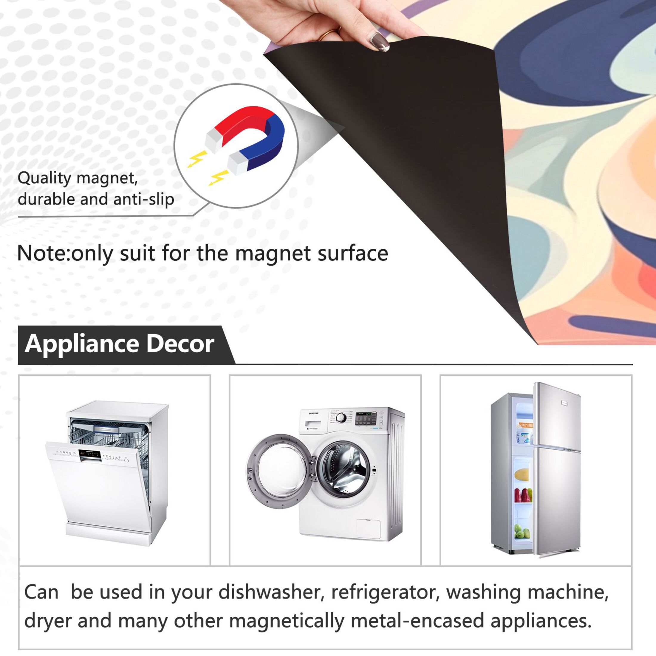 Dishwasher Magnetic Sticker 23x26 Inch Refrigerator Magnetic Sticker Washing Machine Magnetic Sticker Kitchen Panel Magnetic Sticker Home Decor Blue Flower Pattern