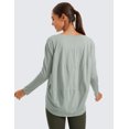 thumbnail image 2 of CRZ YOGA Pima Cotton Boat Neck Top,Workout, Loose Fit, Hip Length, Long Sleeve Shirts for Women, 2 of 5